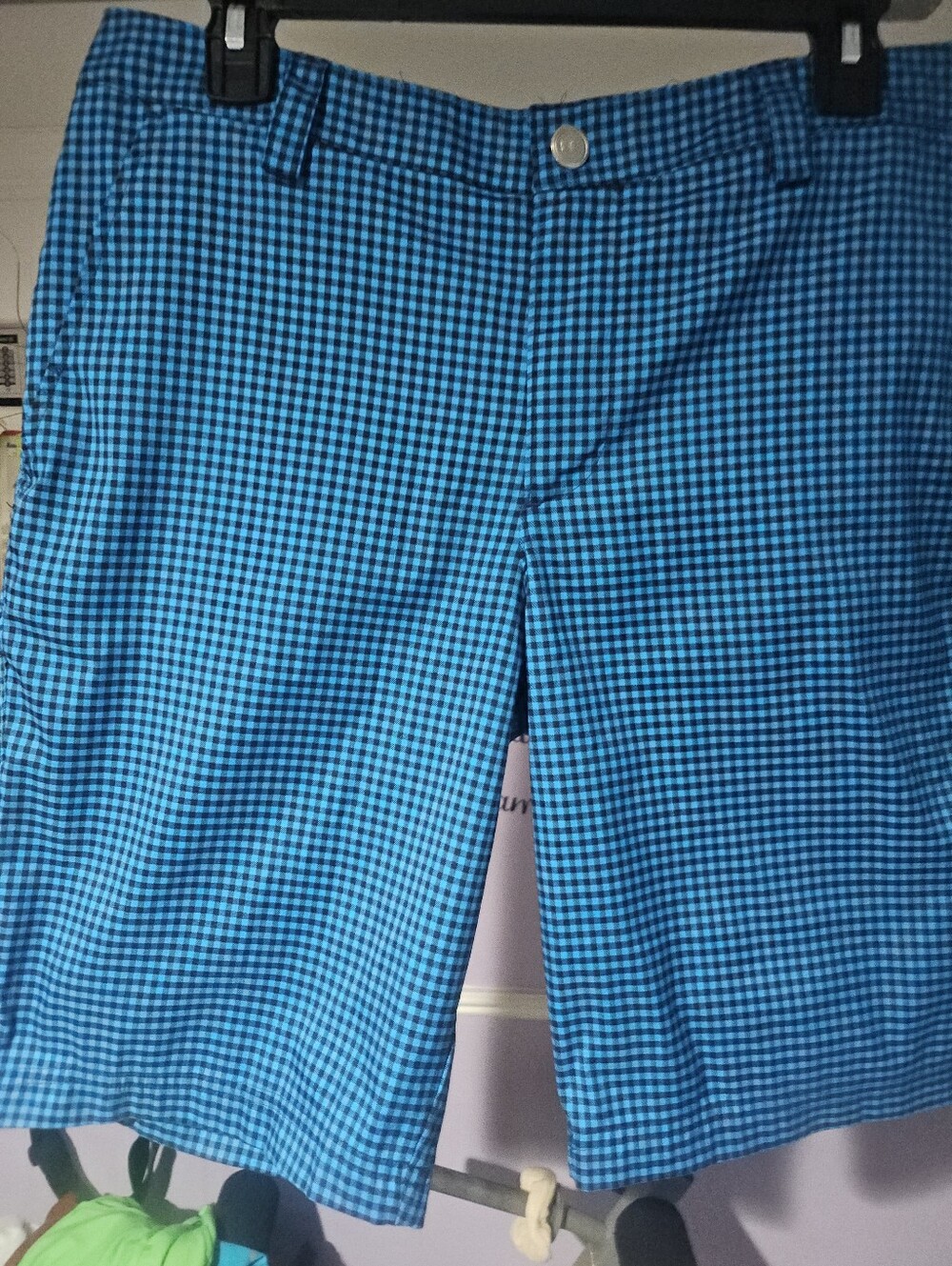 Under Armour Blue and Black Check Golf Shorts
